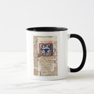 Taza Historiated rubrica "S" que representa a papa