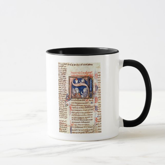 Taza Historiated rubrica "S" que representa a papa (Derecha)