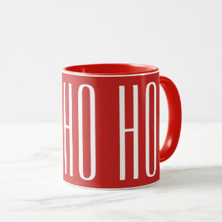 Taza HO HO HO - blanco sobre rojo