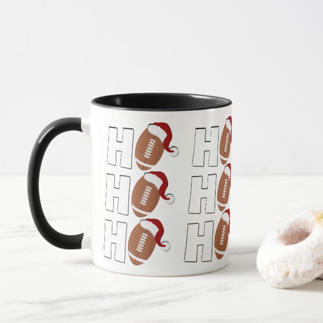 Taza Ho Ho Ho Football | Funny Christmas Season Humor (Con donut)