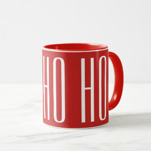 Taza HO HO HO HO - blanco sobre rojo