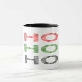 Taza HO HO HO - tiras - rojo, verde, rojo