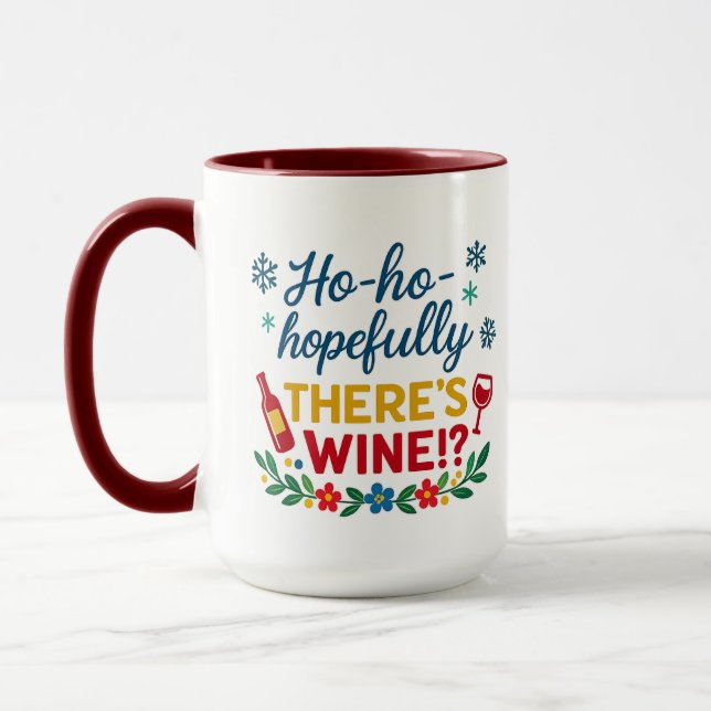 Taza Ho Ho Hopefully There’s Wine – Funny Holiday Combo (Izquierda)