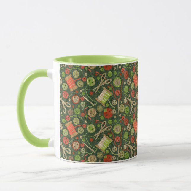 Taza Hobby Hobby Scoser Crafter Collage Patrón Verde (Izquierda)