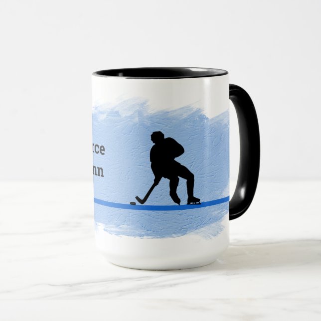 Taza Hockey - Player Silhouette and Puck Personalize (Anverso derecho)
