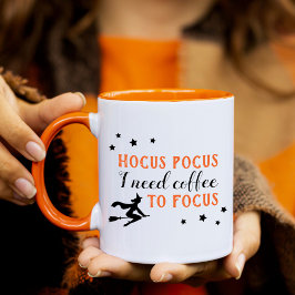 Taza Hocus foco en el Naranja moderno y la Halloween ne
