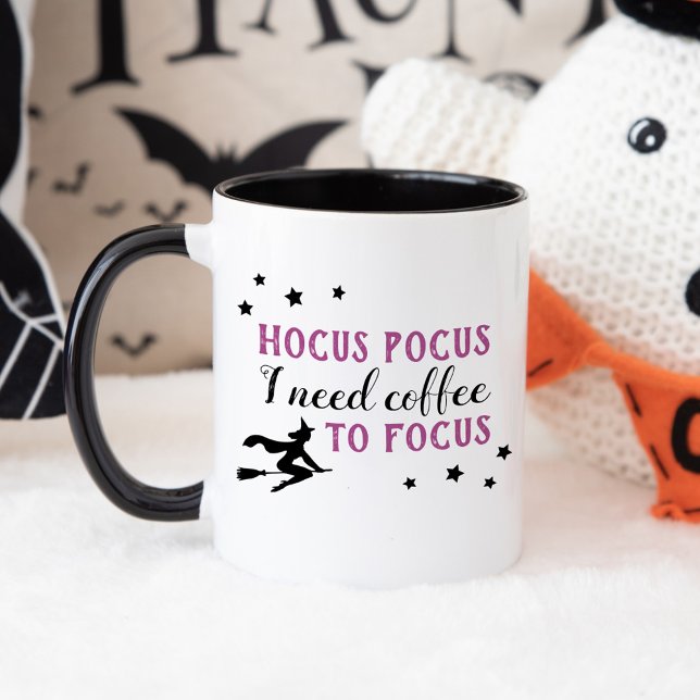 Taza Hocus foco en Halloween morado y negro moderno (Subido por el creador)