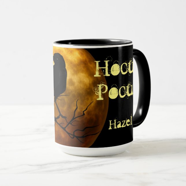 Taza Hocus Personalizado Pocus Raven Moon Halloween (Anverso derecho)