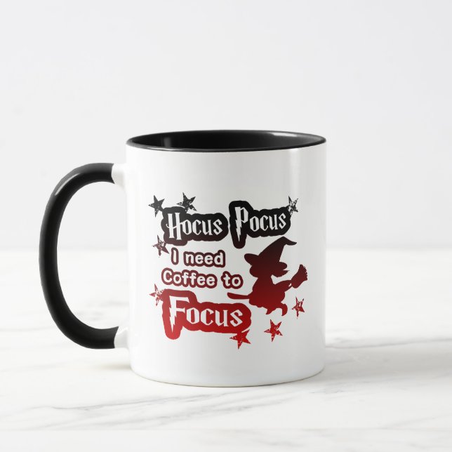 Taza Hocus Pocus Magic Focus Moderno Rojo y Negro (Izquierda)