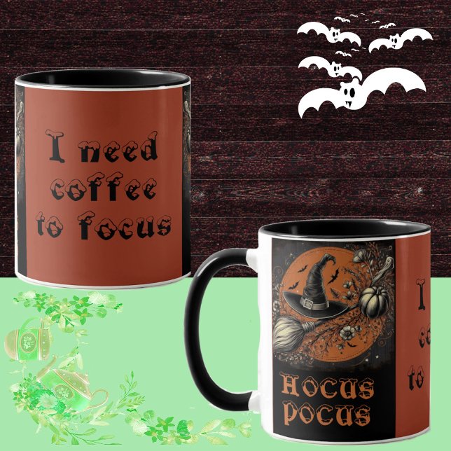 Taza Hocus Pocus necesita café para focalizar a malvado (Hocus Pocus Need Coffee to Focus Wicked Witch Hat Mug)