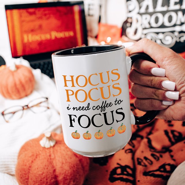 Taza Hocus Pocus necesito café para enfocarme (Subido por el creador)