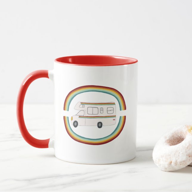Taza Hogar de carreras Happy Campers Rainbow RVing Camp (Con donut)