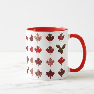 Taza Hoja de arce roja canadiense (hojas y alces)