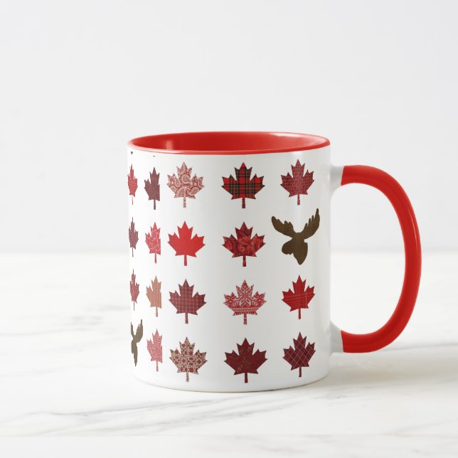 Taza Hoja de arce roja canadiense (hojas y alces) (Derecha)