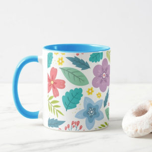 Taza Hoja de flores Imprimir café azul moderno Mug