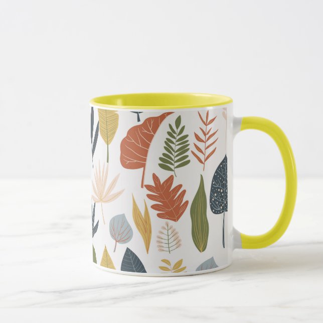Taza Hoja de otoño Naranja de patrón colorido amarillo (Derecha)