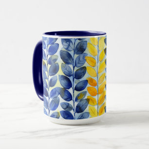 Taza Hojas amarillas y azules