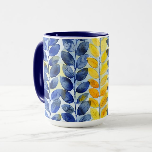 Taza Hojas amarillas y azules (Anverso izquierdo)