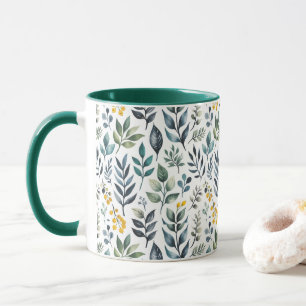 Taza Hojas Botánicas Verdes