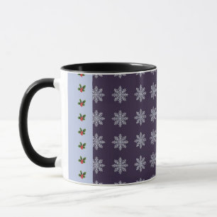 Taza Hojas de Acebo Copos de Nieve de Invierno Navidad 