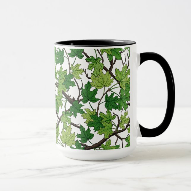 Taza Hojas de arce sobre blanco (Derecha)