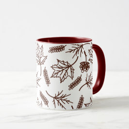 Taza Hojas de color marrón otoño con un contorno de taz
