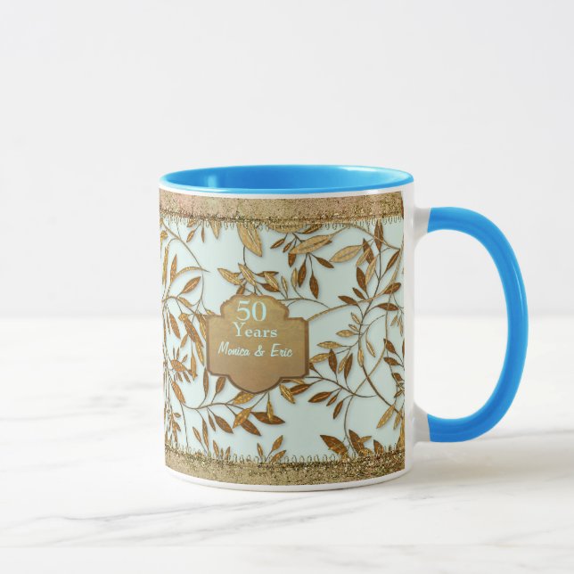Taza Hojas de oro 50° aniversario Boda (Derecha)