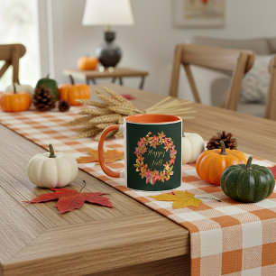 Taza Hojas de otoño y mariquitas con texto personalizab