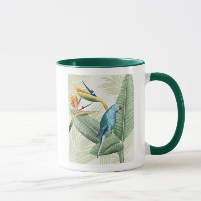 Taza Hojas de palma con pájaro azul (Derecha)