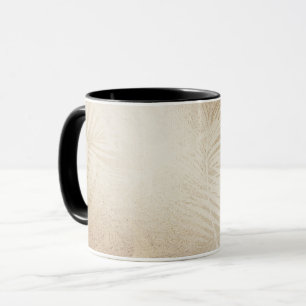 Taza Hojas de Palma Tropical Botánica Resplandor Dorado