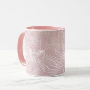 Taza Hojas de Palma Tropical Botánico Rosa Dorado Rosa