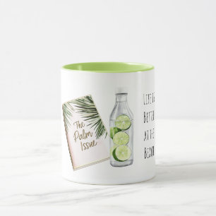 Taza Hojas de Palma Tropicales Limones Blancos Verdes P