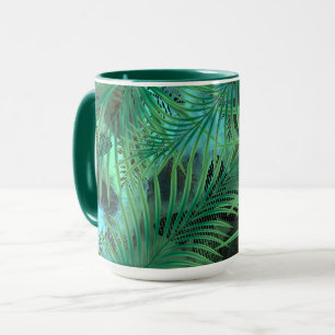 Taza Hojas de palma, verdes, tropicales