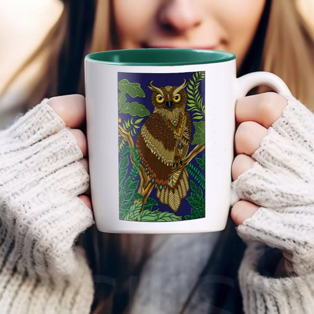 Taza Hojas del bosque verde de búho (Subido por el creador)