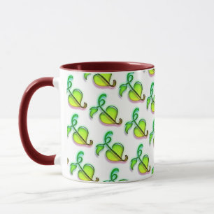 Taza - hojas del verde con puntos culminantes