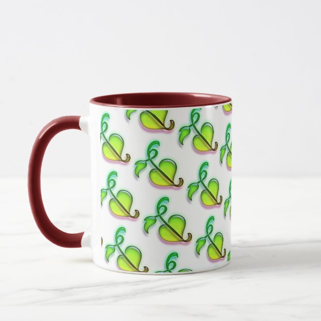 Taza - hojas del verde con puntos culminantes (Izquierda)