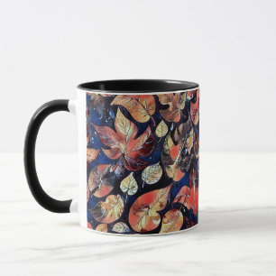 Taza Hojas en Medianoche – Patrón Botánico Abstracto