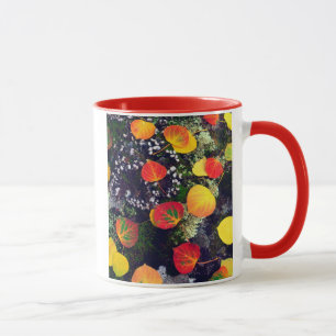 Taza Hojas en una roca cubierta de líquenes, Montañas R