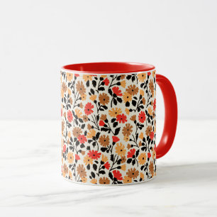 Taza Hojas finales de patrón floral de Arte