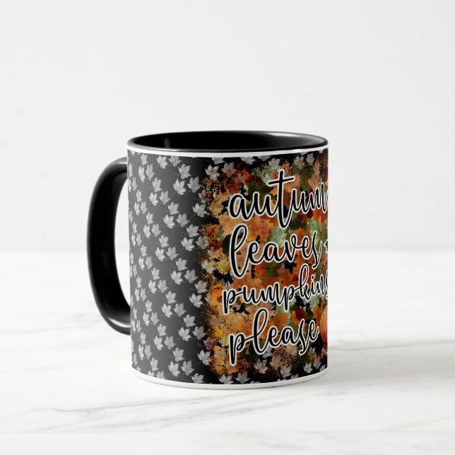 Taza Hojas modernas de calabaza de otoño (Anverso izquierdo)