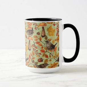 Taza Hojas otoñales, bayas, setas y venas