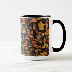 Taza Hojas otoñales, bayas, setas y venas