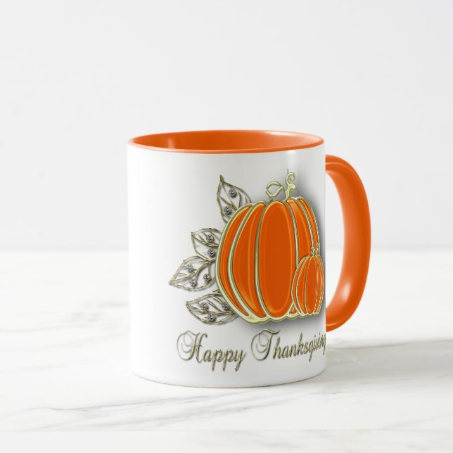 Taza Hojas preciadas de calabaza de oro para el día de  (Anverso derecho)
