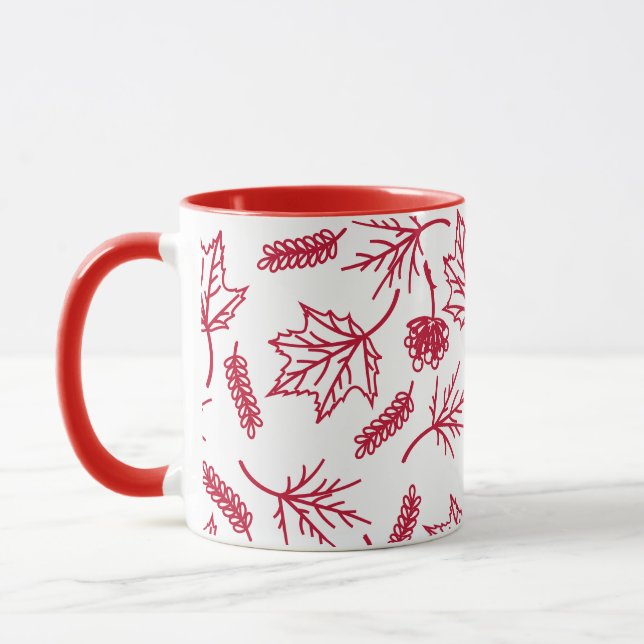 Taza Hojas Rojas Caídas Esbozo de Mugs de Dos Tones (Izquierda)