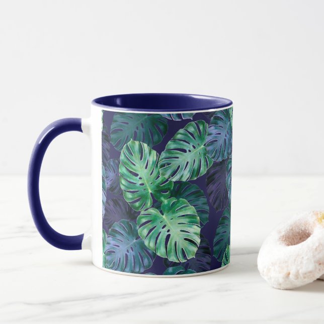 Taza Hojas tropicales de Monstera (Con donut)