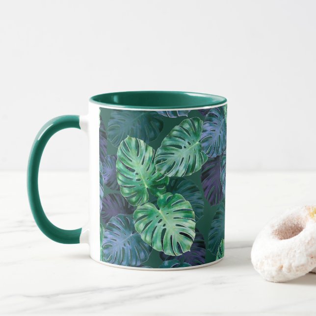 Taza Hojas tropicales de Monstera (Con donut)