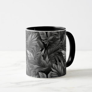 Taza Hojas tropicales en blanco y negro
