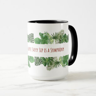 Taza Hojas tropicales - Patrón de follaje de la selva v