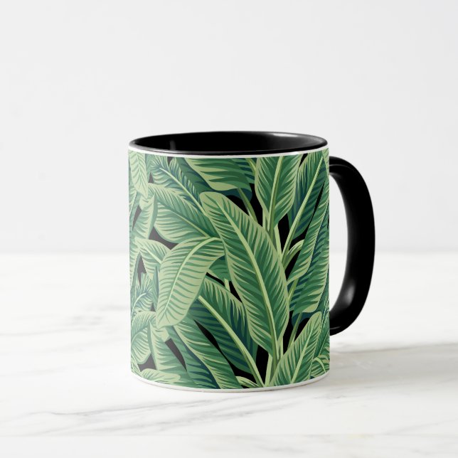 Taza Hojas tropicales verdes de plátano (Anverso derecho)