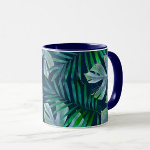 Taza Hojas tropicales verdes nocturnas